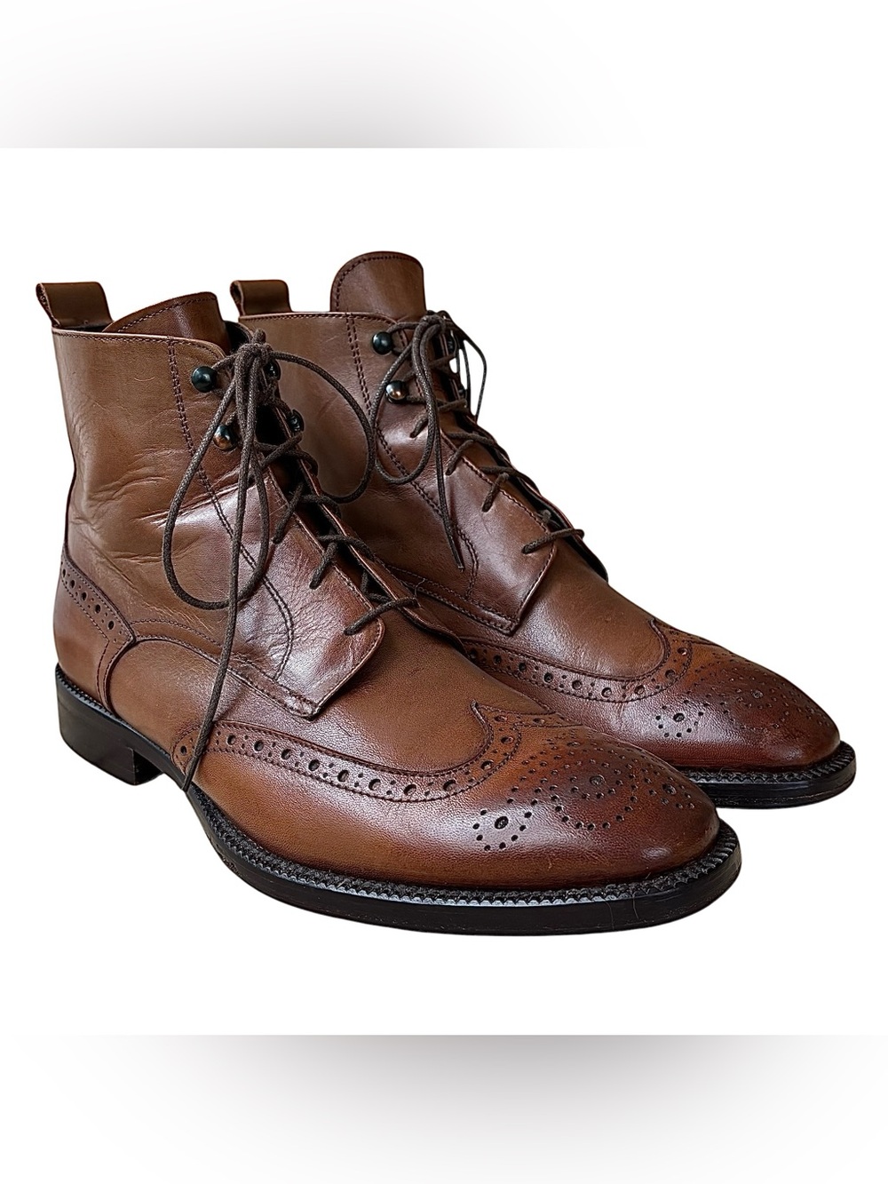 TO BOOT Brown Leather Wingtip Lace Up Boots